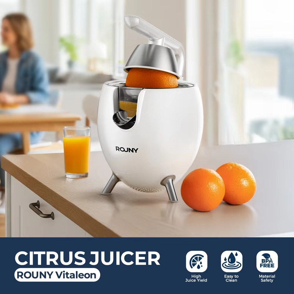 ROUNY 850W Powerful Citrus Juicer Stainless Steel Orange and Lemon Electric Set Juicer, Hard-core Press juicer, White Spaceship
