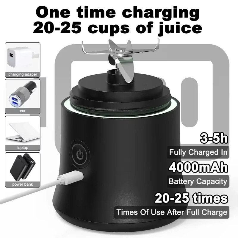Big Power Portable Blender 600ML Electric Juicer Fruit Mixers 4000mAh USB Rejected Smoothie Mini Blender Personal Juicer colorf