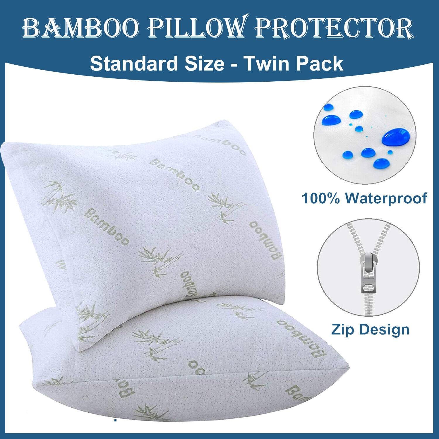 2PCS Waterproof Bamboo Pillow Protector