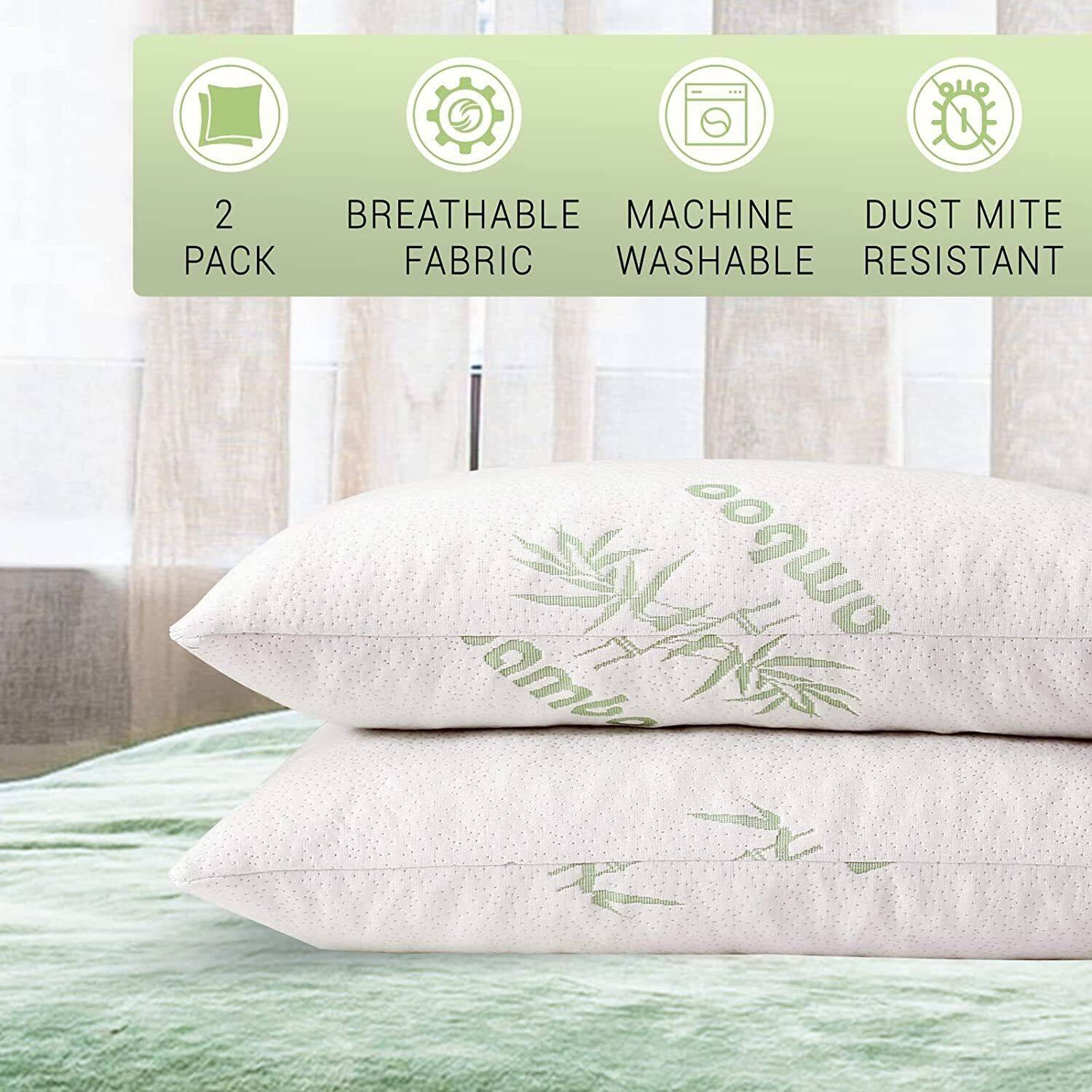 2PCS Waterproof Bamboo Pillow Protector