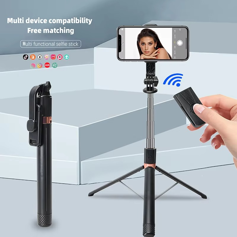 1.7-meter selfie stick tripod shooting mobile live streaming stand, floor standing integrated photography tool, portable