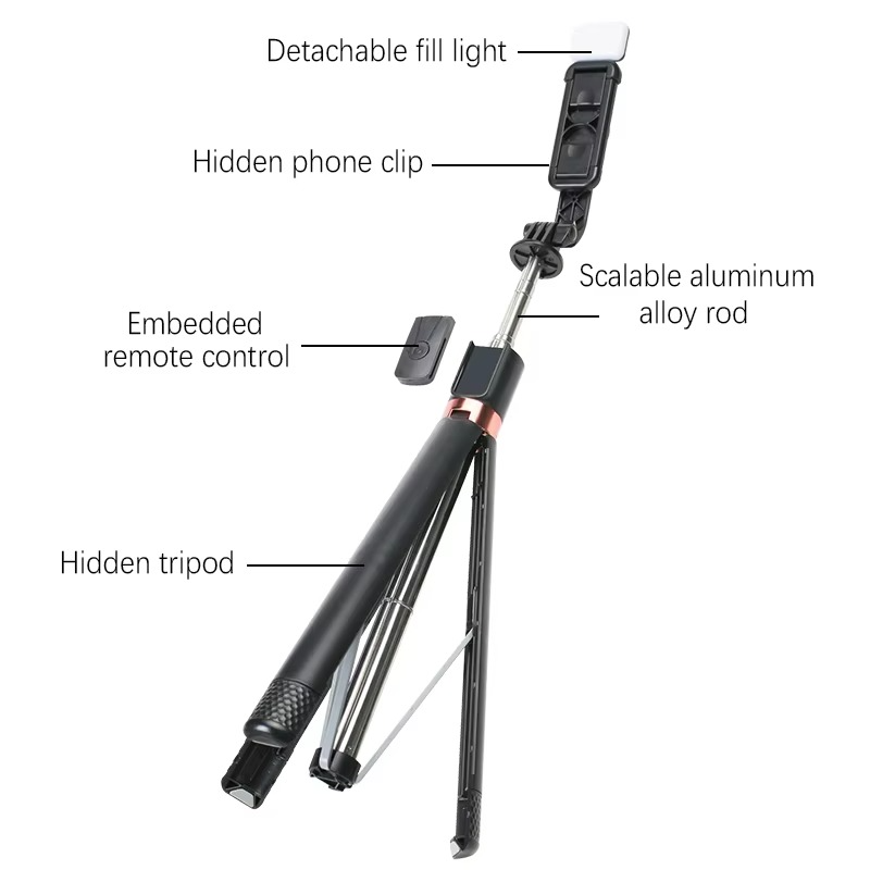 1.7-meter selfie stick tripod shooting mobile live streaming stand, floor standing integrated photography tool, portable