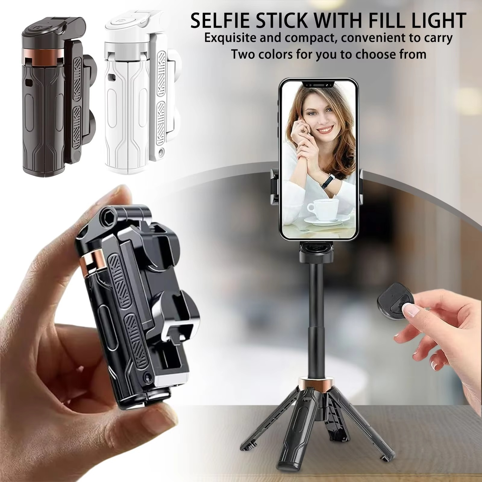 Portable Mini Phone Holder Tripod Live Broadcas Selfie Stick With Light Photo Artifacts 360 Degree Rotation Bluetooth Remote