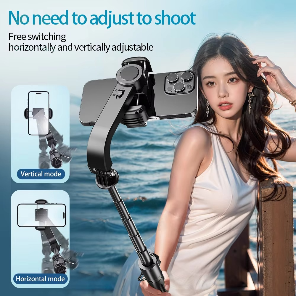 1-Axis Mini Gimbal Stabilizer Selfie Stick Tripod AI Gimbal Stabilized Handheld for Vlog Video Recording ABS Aluminum