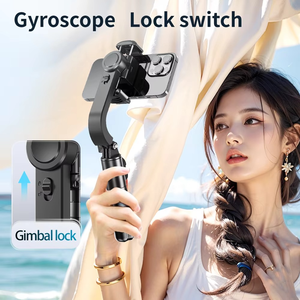 1-Axis Mini Gimbal Stabilizer Selfie Stick Tripod AI Gimbal Stabilized Handheld for Vlog Video Recording ABS Aluminum
