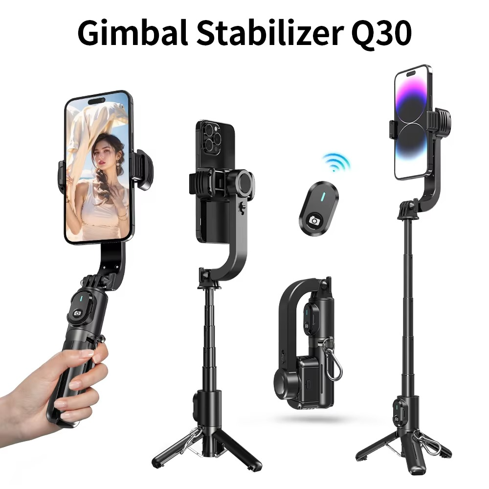 1-Axis Mini Gimbal Stabilizer Selfie Stick Tripod AI Gimbal Stabilized Handheld for Vlog Video Recording ABS Aluminum