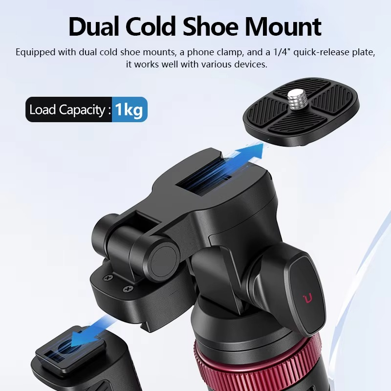 Ulanzi MT-78 Quick-Release Tripod with Cold Shoe Mount 1.85M Height for Selfie Vlogging Live Photograph with Flexible Ball Head
