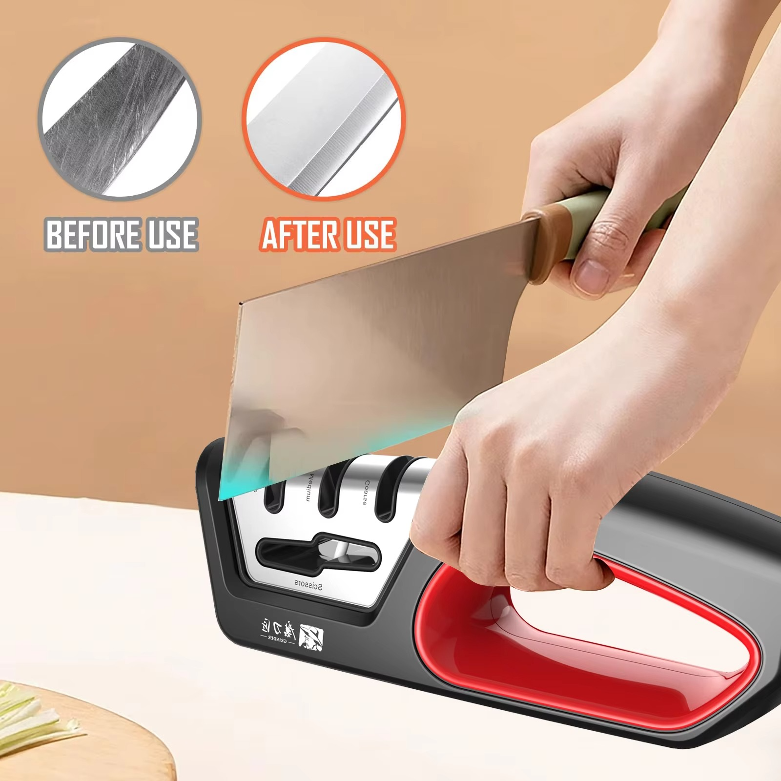 TAIDEA Professional 4-Stage Knife & Scissors Hand Sharpener for Home & Kitchen with Tungsten/Diamond/Ceramic