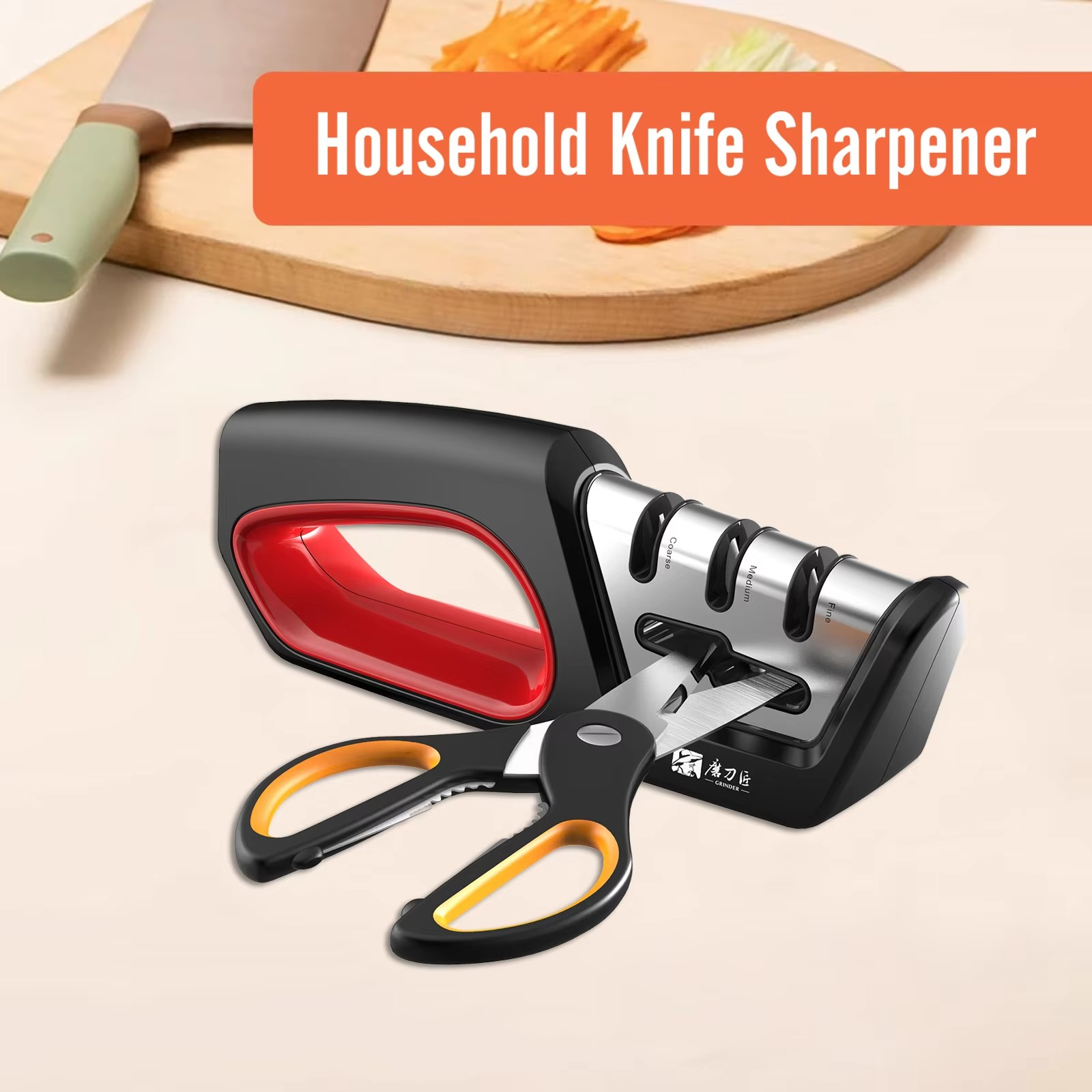 TAIDEA Professional 4-Stage Knife & Scissors Hand Sharpener for Home & Kitchen with Tungsten/Diamond/Ceramic