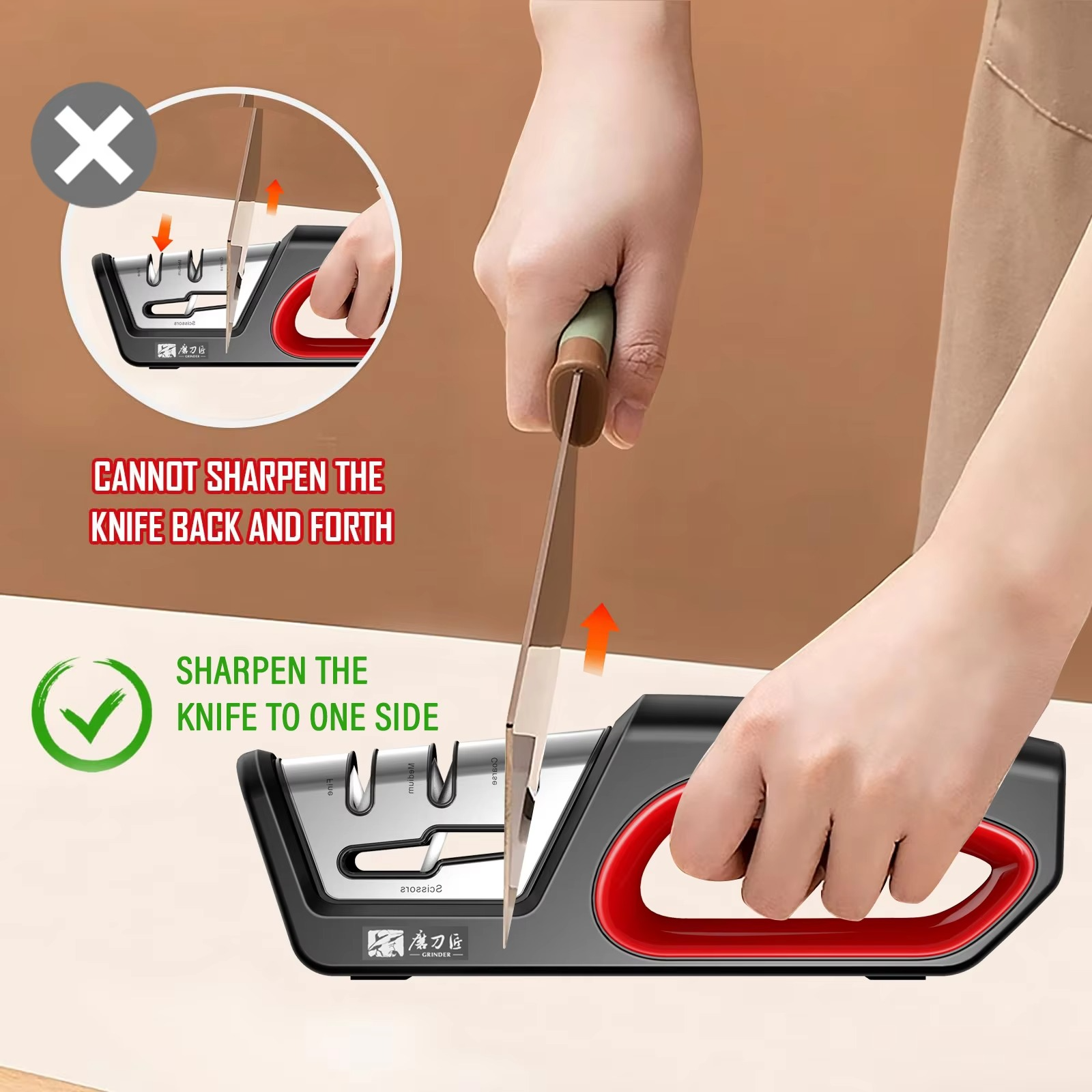 TAIDEA Professional 4-Stage Knife & Scissors Hand Sharpener for Home & Kitchen with Tungsten/Diamond/Ceramic