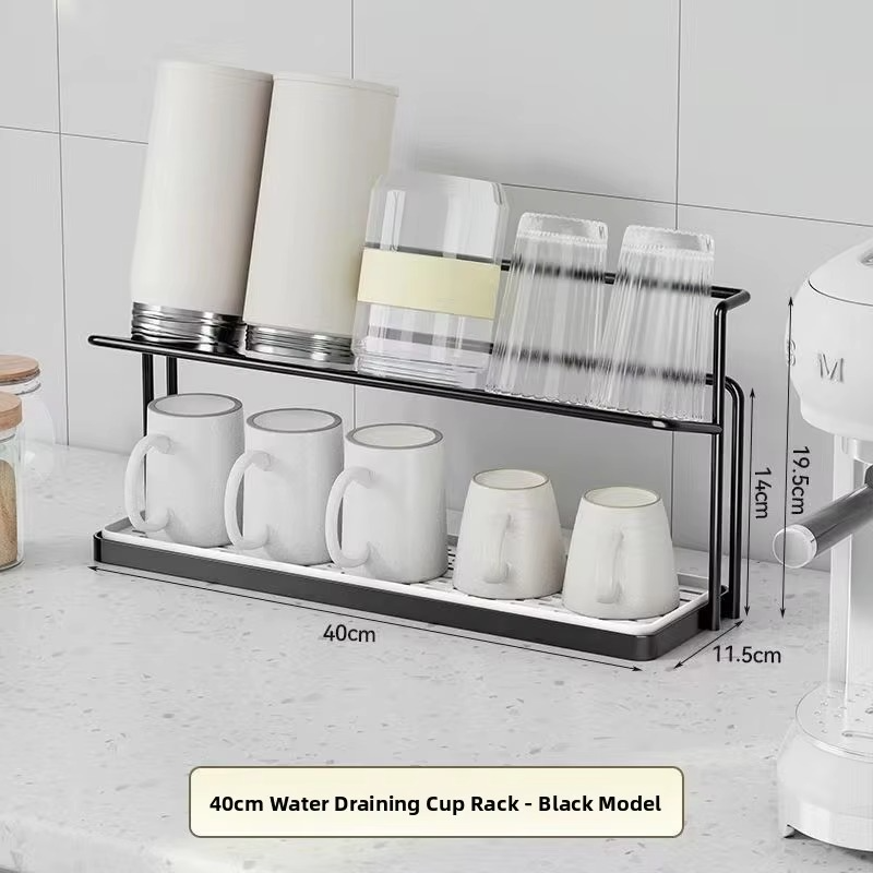 Modern mat Double Layer Kitchen elf Coffee Cup Drainage Ra Glass Bottle Storage Holder Kitchen Countertop Organizer