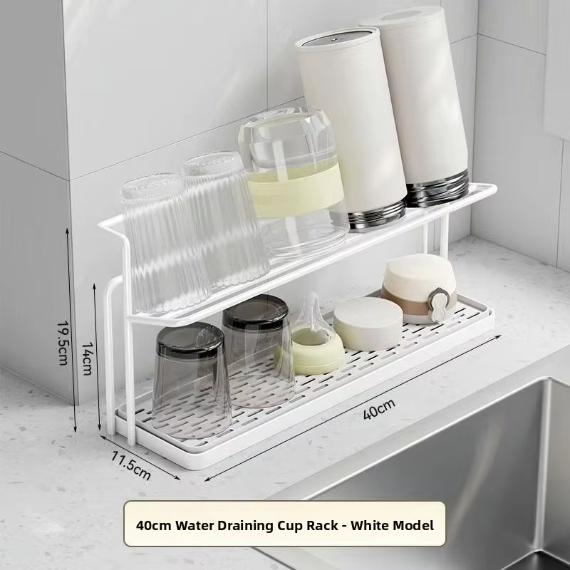 Modern mat Double Layer Kitchen elf Coffee Cup Drainage Ra Glass Bottle Storage Holder Kitchen Countertop Organizer
