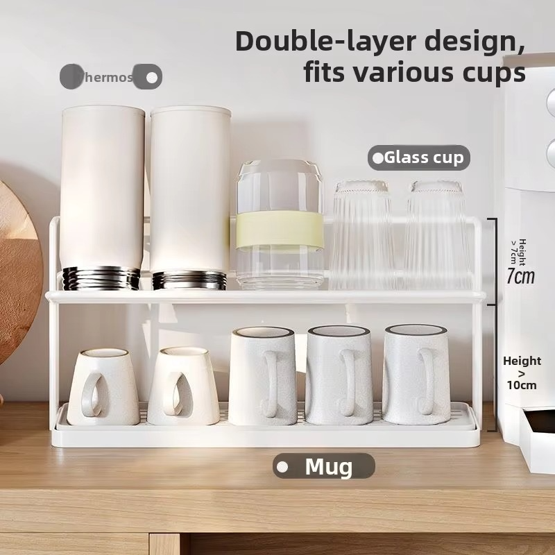 Modern mat Double Layer Kitchen elf Coffee Cup Drainage Ra Glass Bottle Storage Holder Kitchen Countertop Organizer