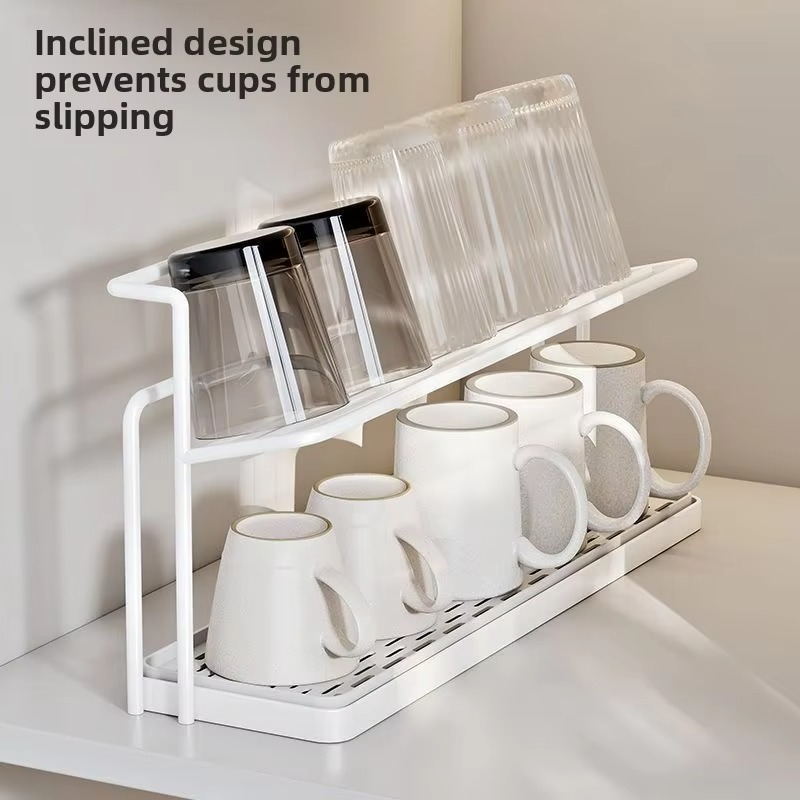 Modern mat Double Layer Kitchen elf Coffee Cup Drainage Ra Glass Bottle Storage Holder Kitchen Countertop Organizer