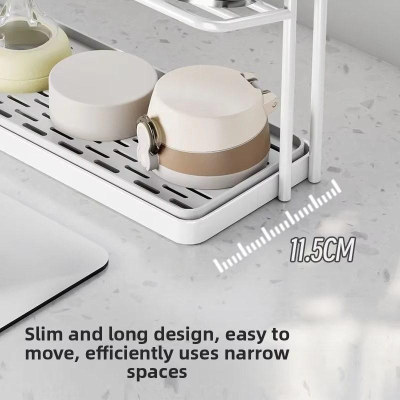 Modern mat Double Layer Kitchen elf Coffee Cup Drainage Ra Glass Bottle Storage Holder Kitchen Countertop Organizer
