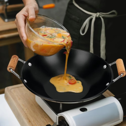 Stainless Steel Small Hot Pot Cooking Utensils Thickened Pot Wooden Handle Kitchen Wok Household Cookware Premium Material