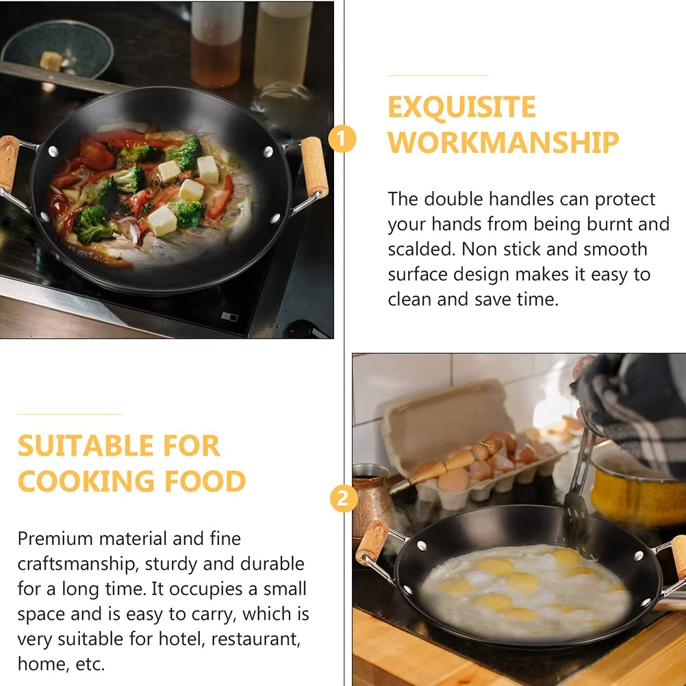 Stainless Steel Small Hot Pot Cooking Utensils Thickened Pot Wooden Handle Kitchen Wok Household Cookware Premium Material