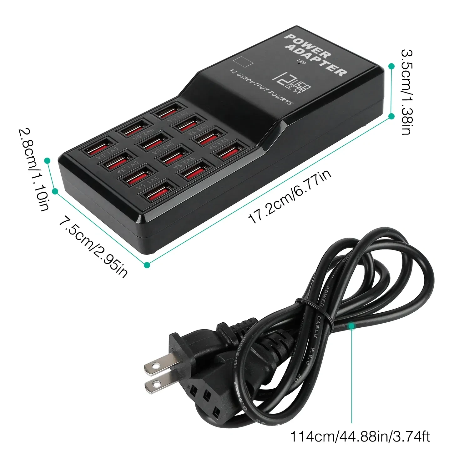 Multi 12 Port USB Charging Station Hub 60W Desktop USB Hub Multiple USB Fast Charger