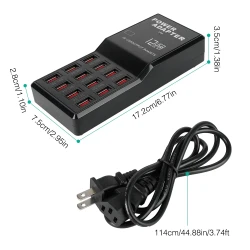 Multi 12 Port USB Charging Station Hub 60W Desktop USB Hub Multiple USB Fast Charger