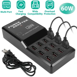 Multi 12 Port USB Charging Station Hub 60W Desktop USB Hub Multiple USB Fast Charger