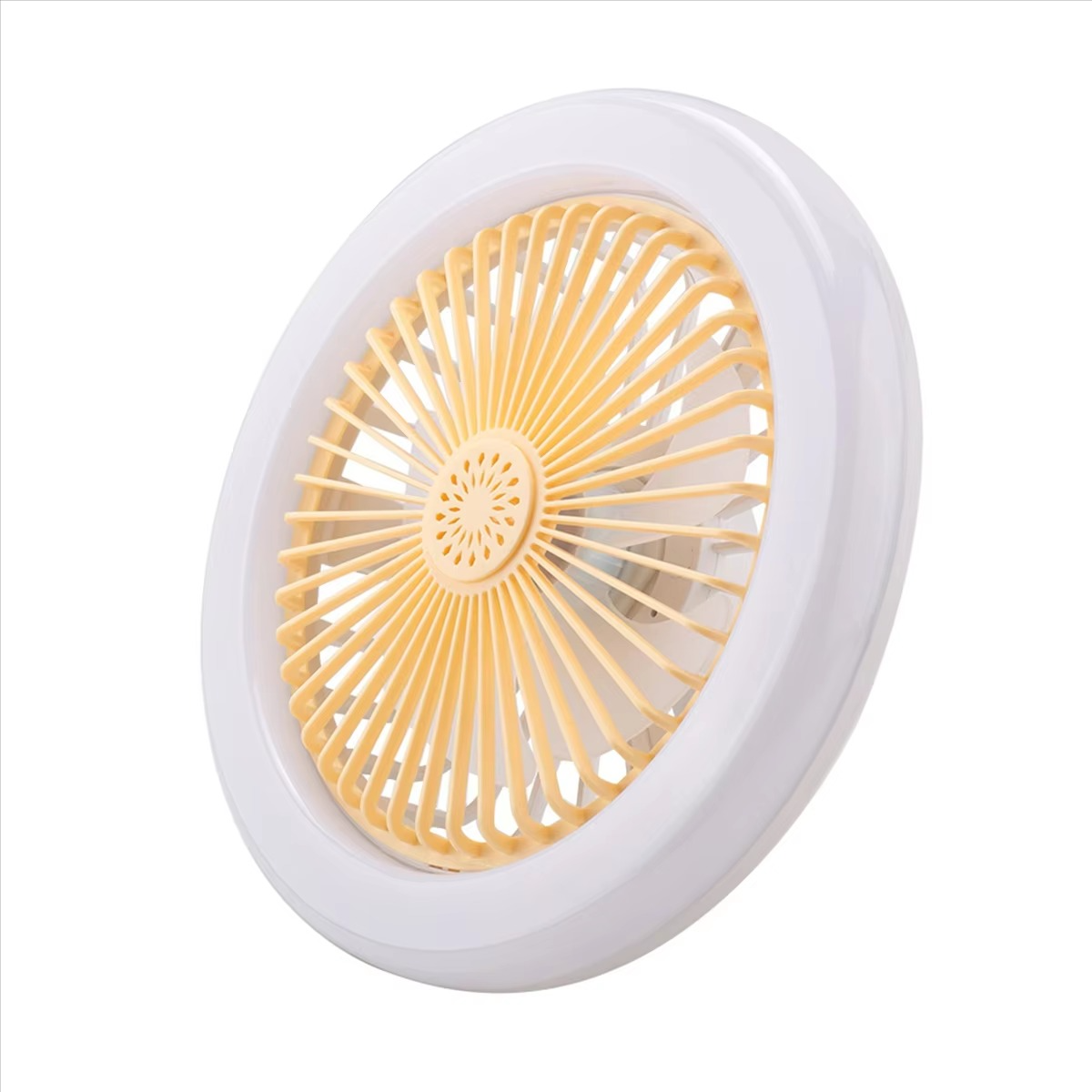 Ceiling Fan with Lights E27 Ceiling Fan with Lights,Enclosed Low Fan Light, Electric Fan Gimbal Lamp Holder(Cream Color)