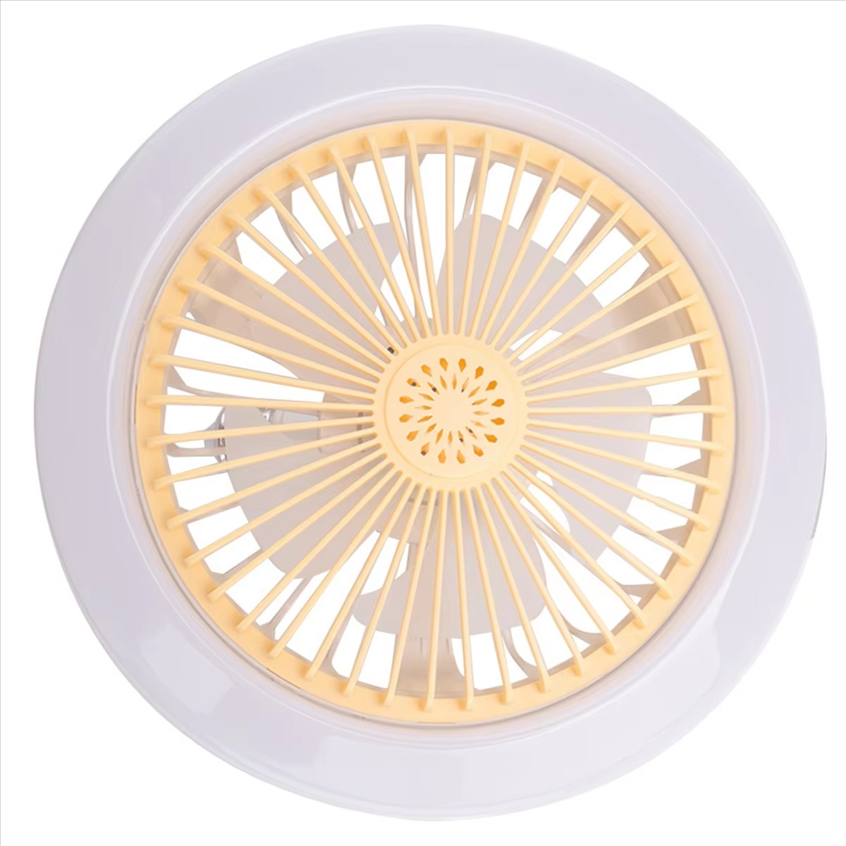 Ceiling Fan with Lights E27 Ceiling Fan with Lights,Enclosed Low Fan Light, Electric Fan Gimbal Lamp Holder(Cream Color)