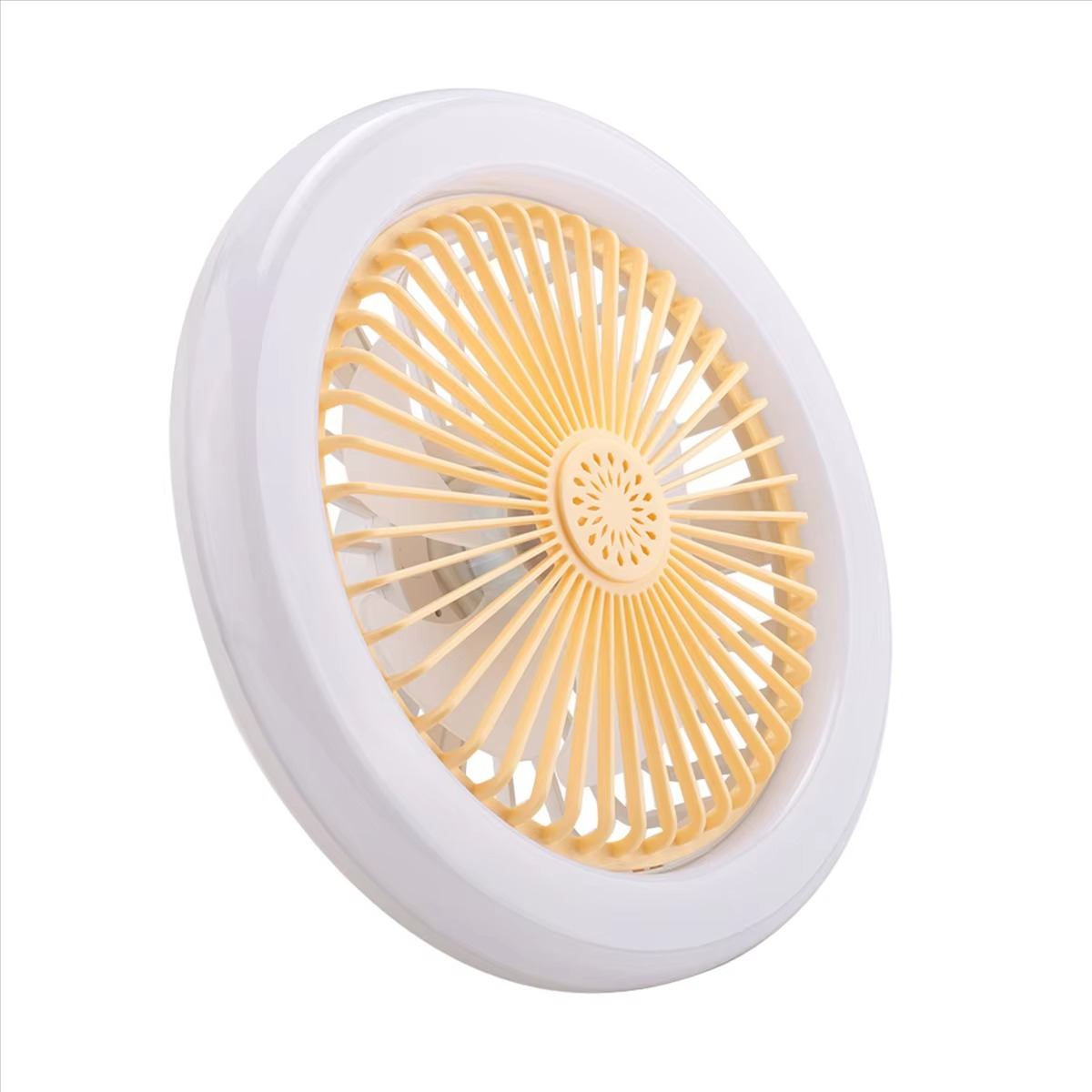 Ceiling Fan with Lights E27 Ceiling Fan with Lights,Enclosed Low Fan Light, Electric Fan Gimbal Lamp Holder(Cream Color)