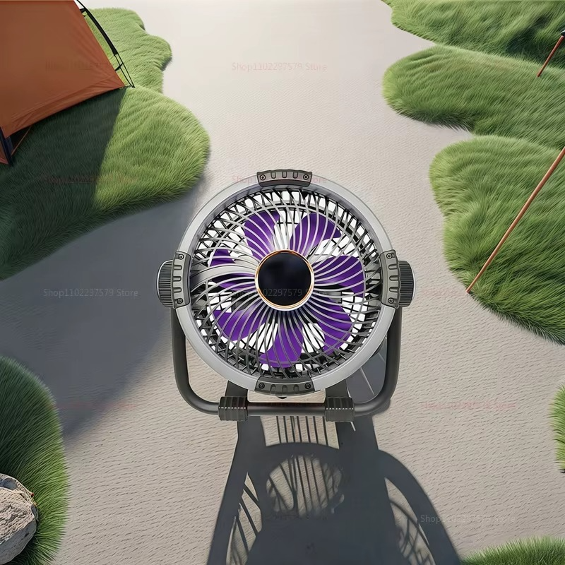 20000mAh 6 in 1 Camping Fan Outdoor Ceiling Fan Rechargeable Desktop Air Circulator with LED Light and 4 Speed Control