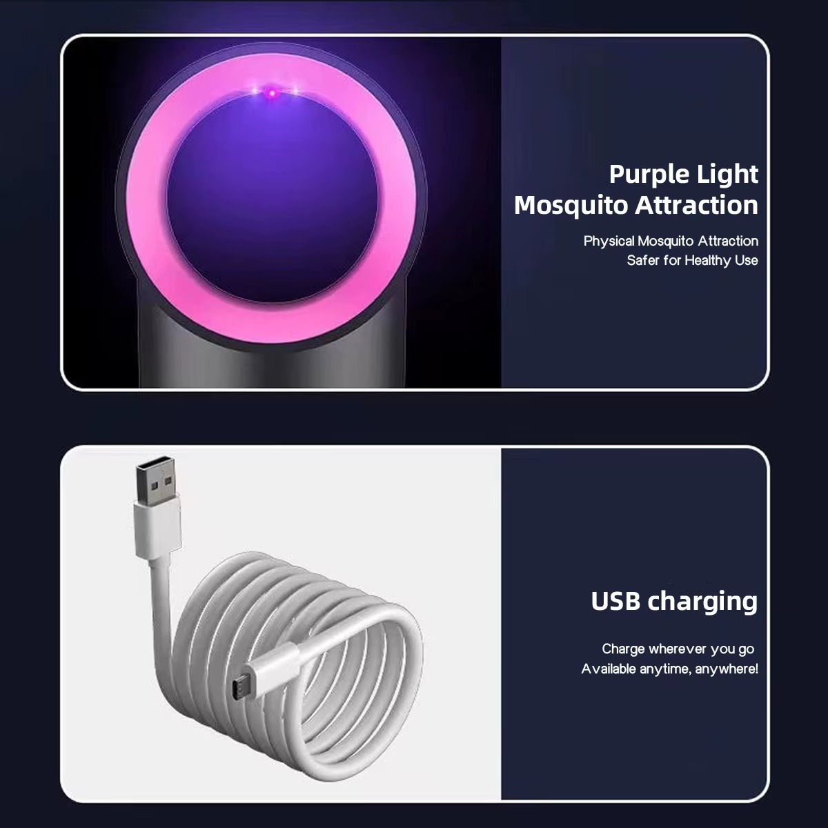 New USB Electric Mosquito Killer Lamp for Home Use Powerful Suction Gravidtrap Portable Rechargeable Silent Mosquito Trap Lamp