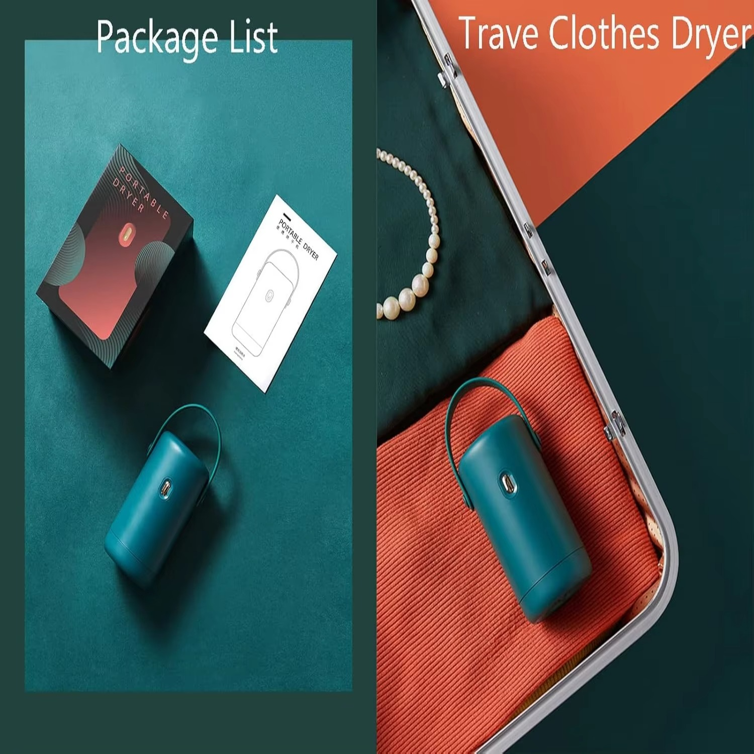 Portable Clothes Dryer, 250W Multifunctional Small Dryer Machine, Big Clothes Bags for Travel and Laundry