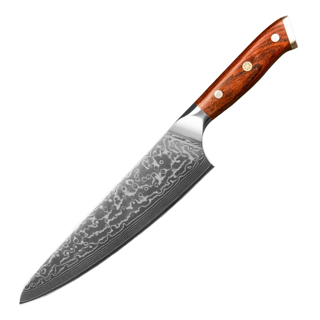 Professional Kitchen Knife Damascus Steel Japanese Forged Chef Knives Stainless Steel Santoku Cook Cutter Rosewood Handle