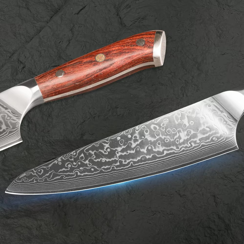Professional Kitchen Knife Damascus Steel Japanese Forged Chef Knives Stainless Steel Santoku Cook Cutter Rosewood Handle