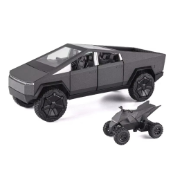 1:24 Cybertruck Model Silver Pickup Truck Diecast Metal Toy Cars with Sound and Light for Kids Age 3 Year