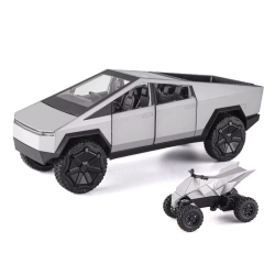 1:24 Cybertruck Model Silver Pickup Truck Diecast Metal Toy Cars with Sound and Light for Kids Age 3 Year