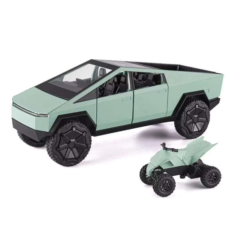 1:24 Cybertruck Model Silver Pickup Truck Diecast Metal Toy Cars with Sound and Light for Kids Age 3 Year