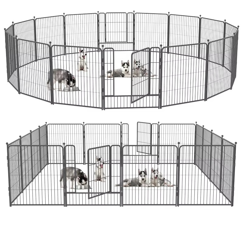 Collapsible Design Durable Enclose Metal Dog Playpen Panels Heavy Duty Dog Pen Cat Fence With Doors For Large Pet Outdoor/Indoor