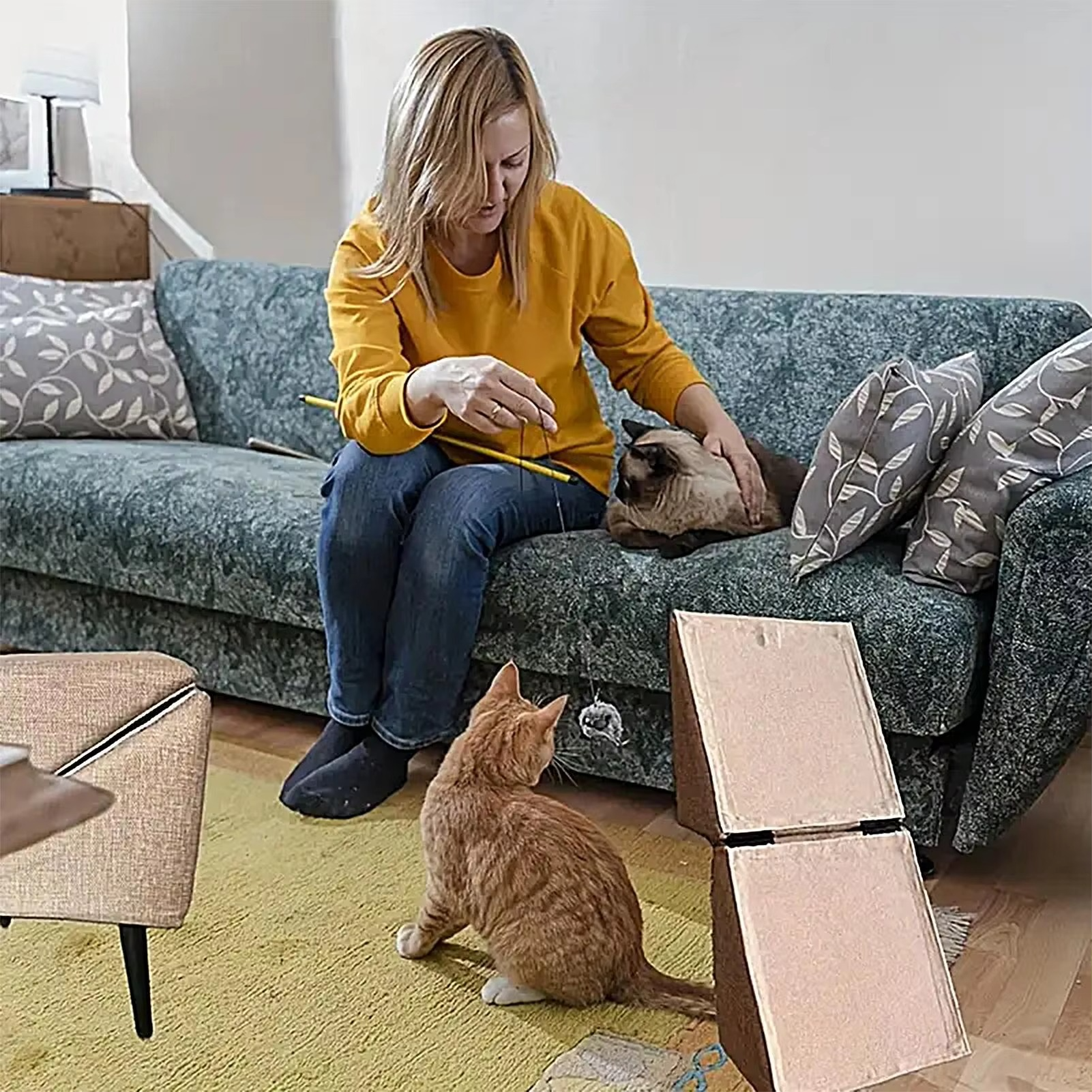 Multifuction Dog Ramp for Bed Foldable Dog Stairs Anti-Slip Kitten Puppy Ladder Multifunctional Footrest Stool for Dog Cats