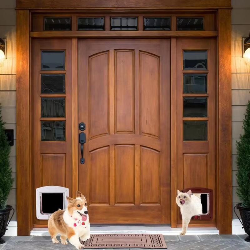Pet Door 4 Way Locking Large Dog Cat Door Flap Install in Interior Exterior Door Weatherproof Pet Door for Wooden PVC Metal Door