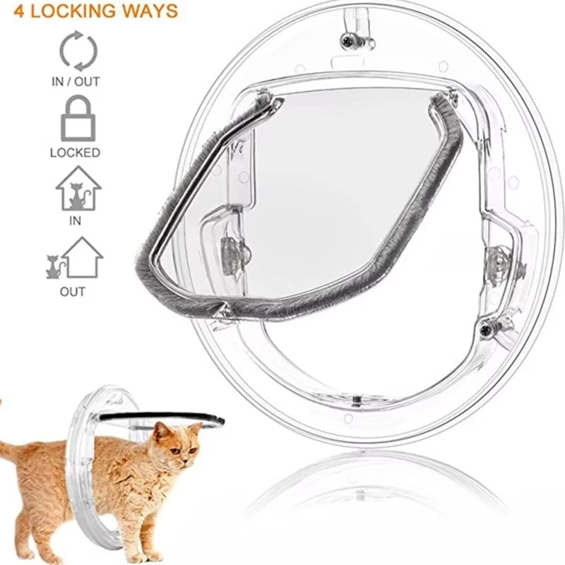 Lockable Security Pet Entrance Glass Window Puppy Hole Door for Cat Dog Easy Use