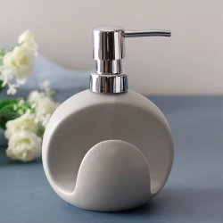 2 in 1 Ceramic Lotion Bottle Soap Dispenser Dual Purpose Bottle Sponge Seat Hand Sanitizer Bottle Bathroom Supplies Soap