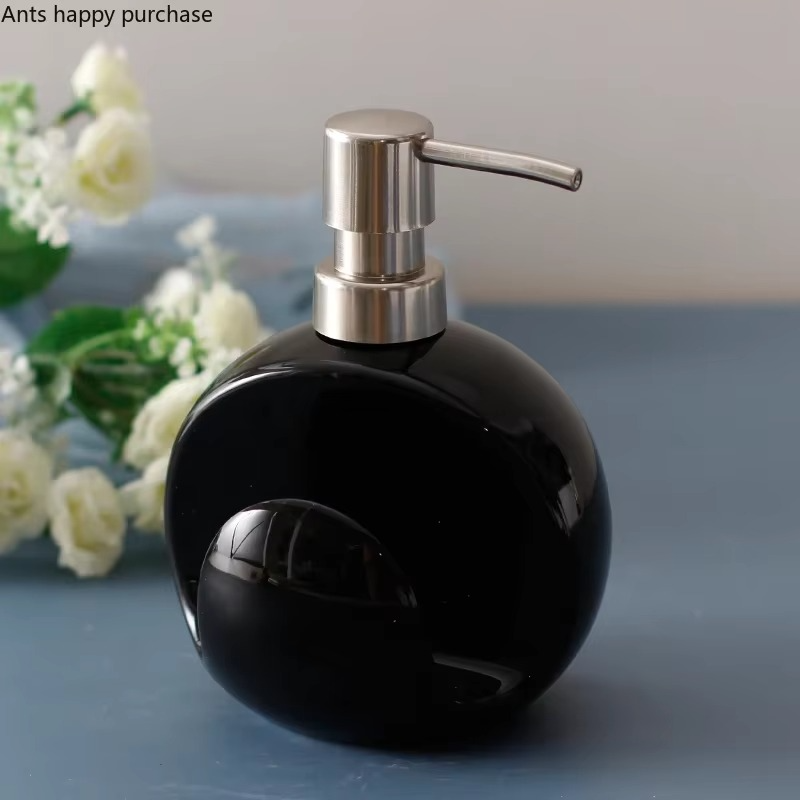 2 in 1 Ceramic Lotion Bottle Soap Dispenser Dual Purpose Bottle Sponge Seat Hand Sanitizer Bottle Bathroom Supplies Soap