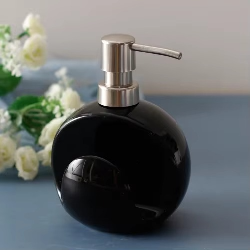 2 in 1 Ceramic Lotion Bottle Soap Dispenser Dual Purpose Bottle Sponge Seat Hand Sanitizer Bottle Bathroom Supplies Soap