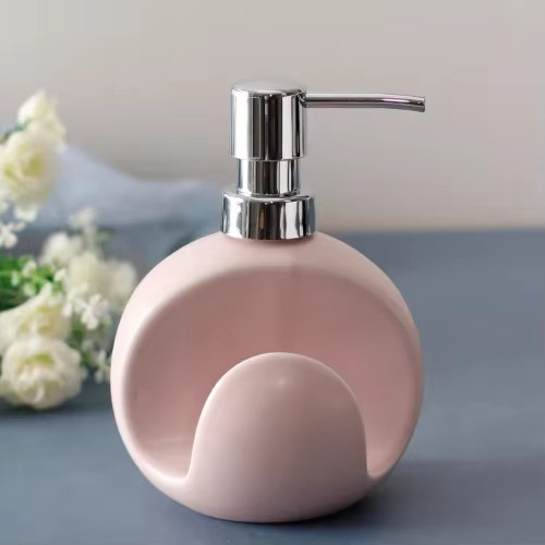 2 in 1 Ceramic Lotion Bottle Soap Dispenser Dual Purpose Bottle Sponge Seat Hand Sanitizer Bottle Bathroom Supplies Soap