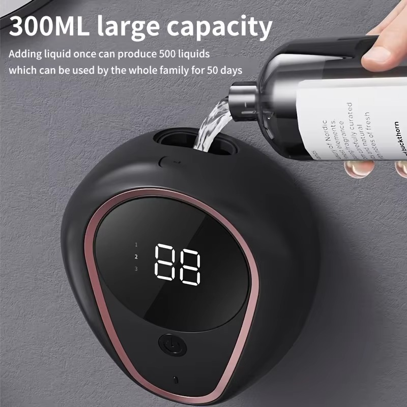 Soap Bottle Automatic Soap Dispenser 300ML Foam Rechargeable Soap Dispenser Wall-mounted Foam Smart Hand Washing Soap Dispenser