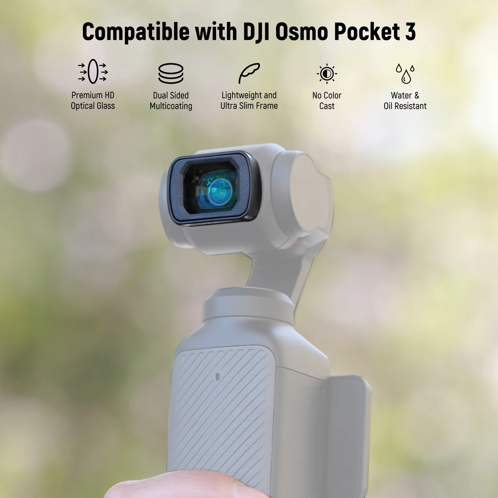 NEEWER 0.75X Wide Angle & 2X Macro Lens Set Compatible with DJI Osmo Pocket 3 Creator Combo Accessories, 108° FOV