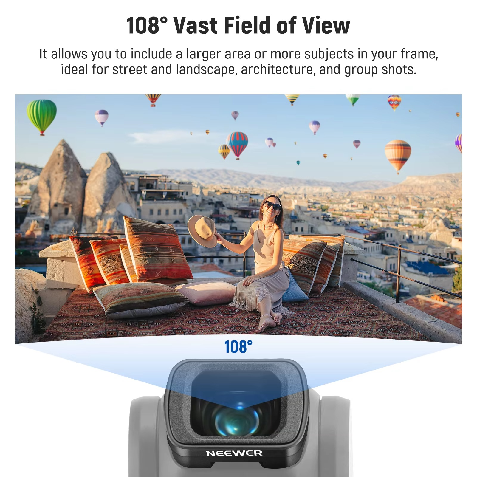 NEEWER 0.75X Wide Angle & 2X Macro Lens Set Compatible with DJI Osmo Pocket 3 Creator Combo Accessories, 108° FOV