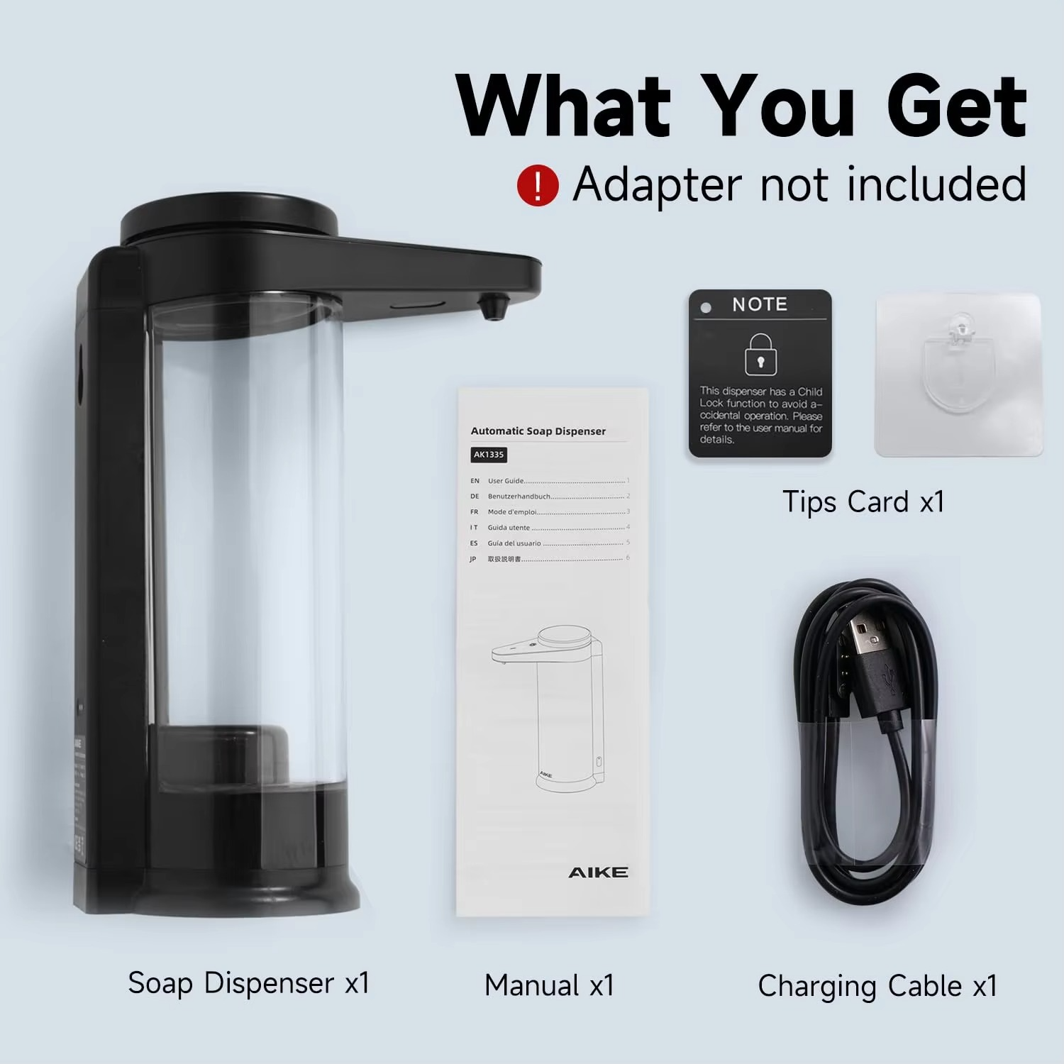 AIKE Automatic Liquid Soap Dispenser For Hands Washing Kitchen Liquid Soap Dispenser Chargeable USB Smart Dispenser For Soap