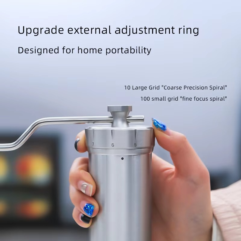 Manual Coffee Grinder – CNC Stainless Steel Burr, Adjustable Settings, Modern Design