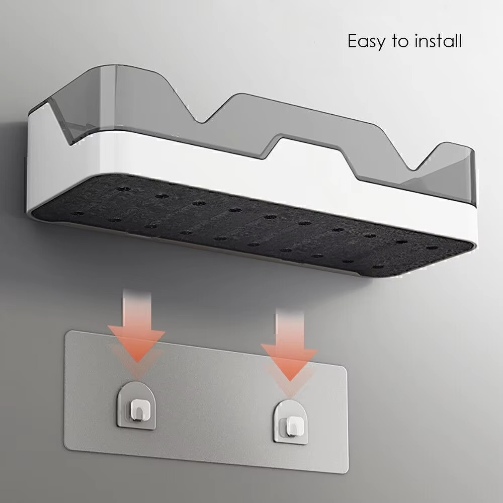 No Drill Bathroom Shelf Plastic Shower Organizer Wall Mounted Toiletries Storage Rack Shampoo Holder Bath Accessories