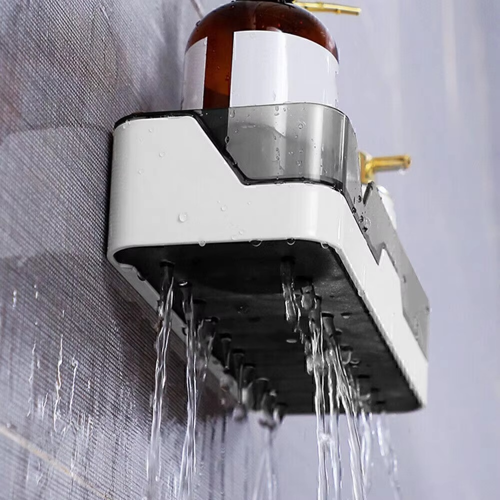 No Drill Bathroom Shelf Plastic Shower Organizer Wall Mounted Toiletries Storage Rack Shampoo Holder Bath Accessories